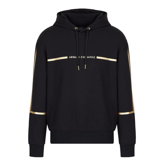 ARMANI EXCHANGE HOODIE GOLD BAND Man Black Gold Logo | Mascheroni Store