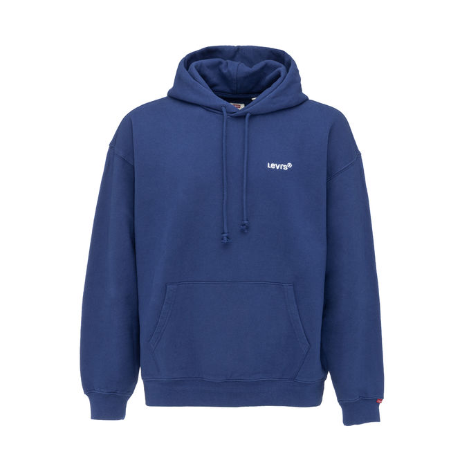 HOODIE WITH RED TAB LOGO POCKET Man Navy peony