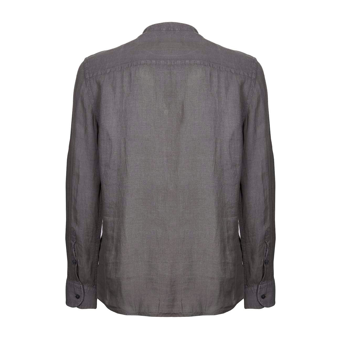 PEUTEREY HOOPER LINEN SHIRT WITH MANDARIN COLLAR Man Grey | Mascheroni ...