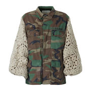 JACKET ARMY OF LOVE FLOWER CROCHET Woman Beige  JACKET ARMY OF LOVE FLOWER CROCHET Woman Beige