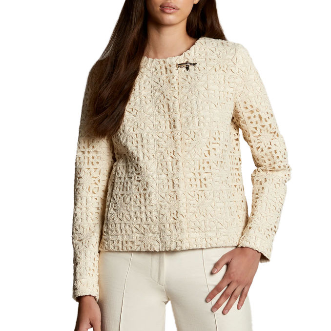 JACKET CROCHET Woman Yogurt
