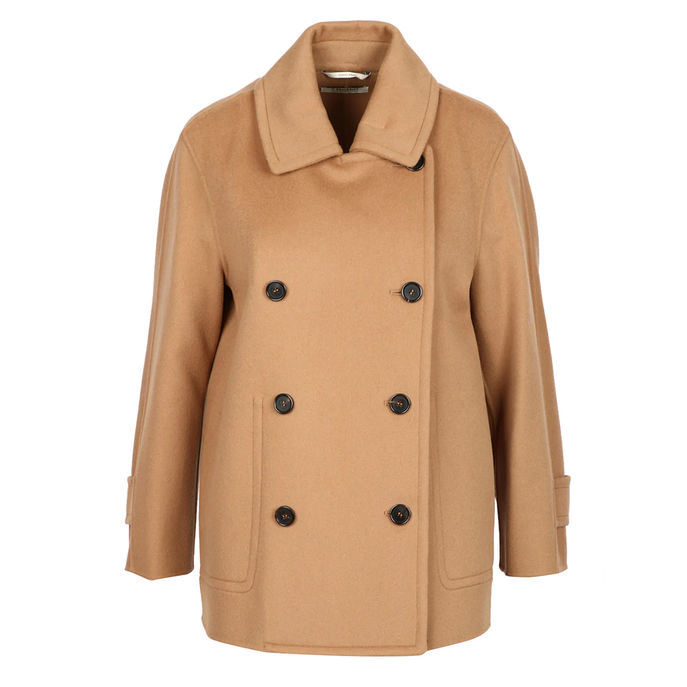 JACKET FLY PICOT DOPPIO DRAP Woman Perfect Camel