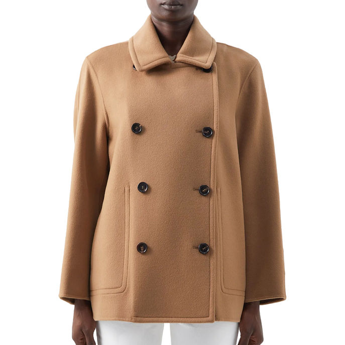 JACKET FLY PICOT DOPPIO DRAP Woman Perfect Camel