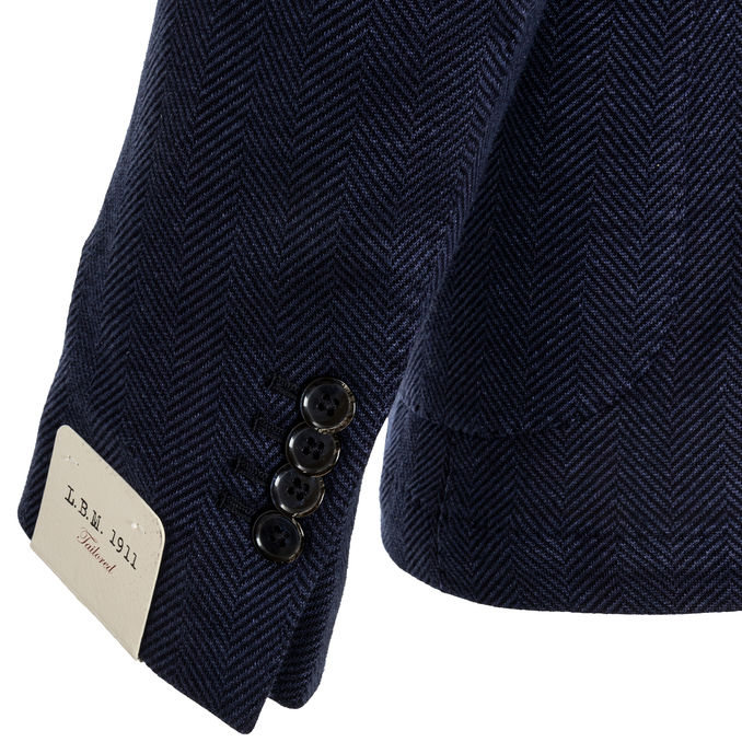 JACKET IN HERRINGBONE FABRIC Man Blue