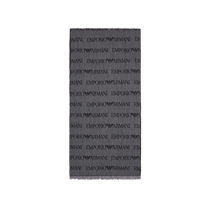 JACQUARD LOGO SCARF Man Grey