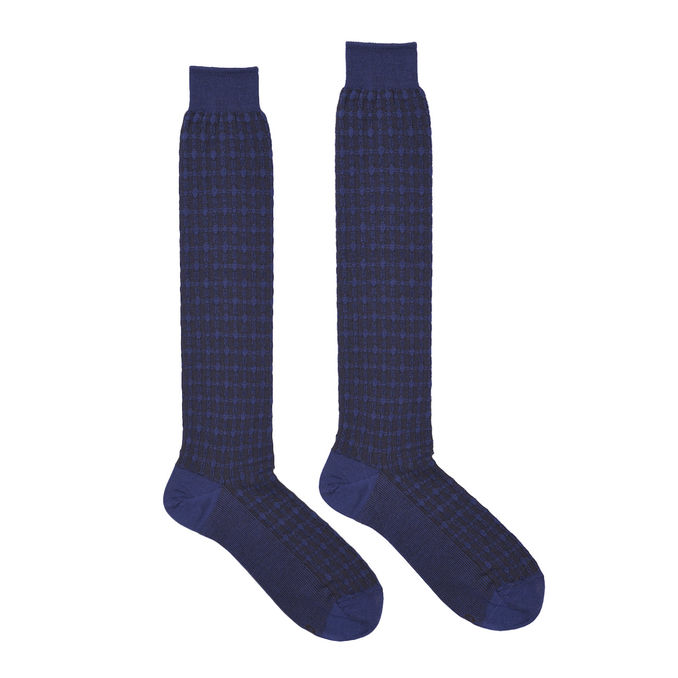 JACQUARD LONG SOCKS WOOL CHOPSTICKS Man Indigo