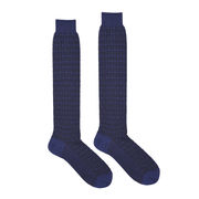 JACQUARD LONG SOCKS WOOL CHOPSTICKS Man Indigo  JACQUARD LONG SOCKS WOOL CHOPSTICKS Man Indigo