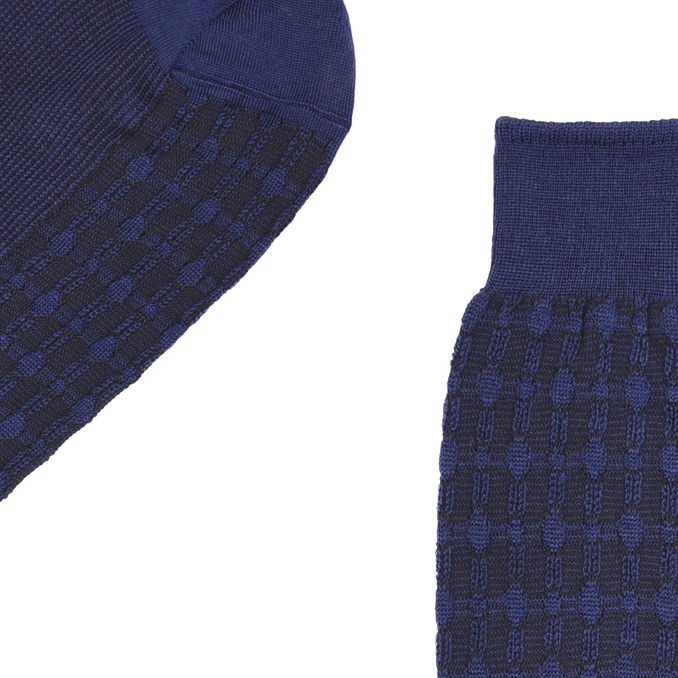 JACQUARD LONG SOCKS WOOL CHOPSTICKS Man Indigo