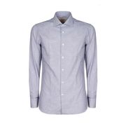 JACQUARD MICROPATTERN SHIRT WITH FRENCH COLLAR Man White Blue JACQUARD MICROPATTERN SHIRT WITH FRENCH COLLAR Man White Blue