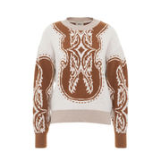 JACQUARD PULLOVER WITH LUREX FINISH Woman Camel Cream JACQUARD PULLOVER WITH LUREX FINISH Woman Camel Cream
