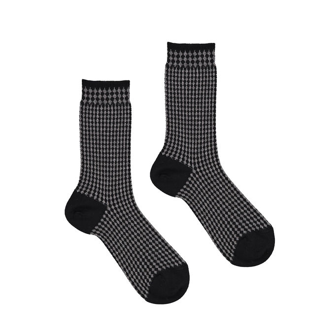 JACQUARD SOCKS MICRO RHOMBUS LUREX Woman Black