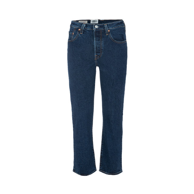 LEVIS JEANS 501 ORIGINAL CROPPED Woman Salsa Stonewash Denim Scuro ...