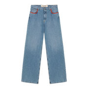 JEANS SUPER WIDE DENIM HAND EMBROIDERY OLD GLORY Woman Denim JEANS SUPER WIDE DENIM HAND EMBROIDERY OLD GLORY Woman Denim