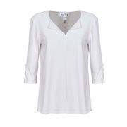 JERSEY BLOUSE WITH SHIRT COLLAR AND 3/4 SLEEVES Woman Vanilla JERSEY BLOUSE WITH SHIRT COLLAR AND 3/4 SLEEVES Woman Vanilla