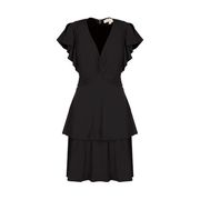 JERSEY MINI DRESS WITH V NECK AND FLOUNCES Woman Black JERSEY MINI DRESS WITH V NECK AND FLOUNCES Woman Black