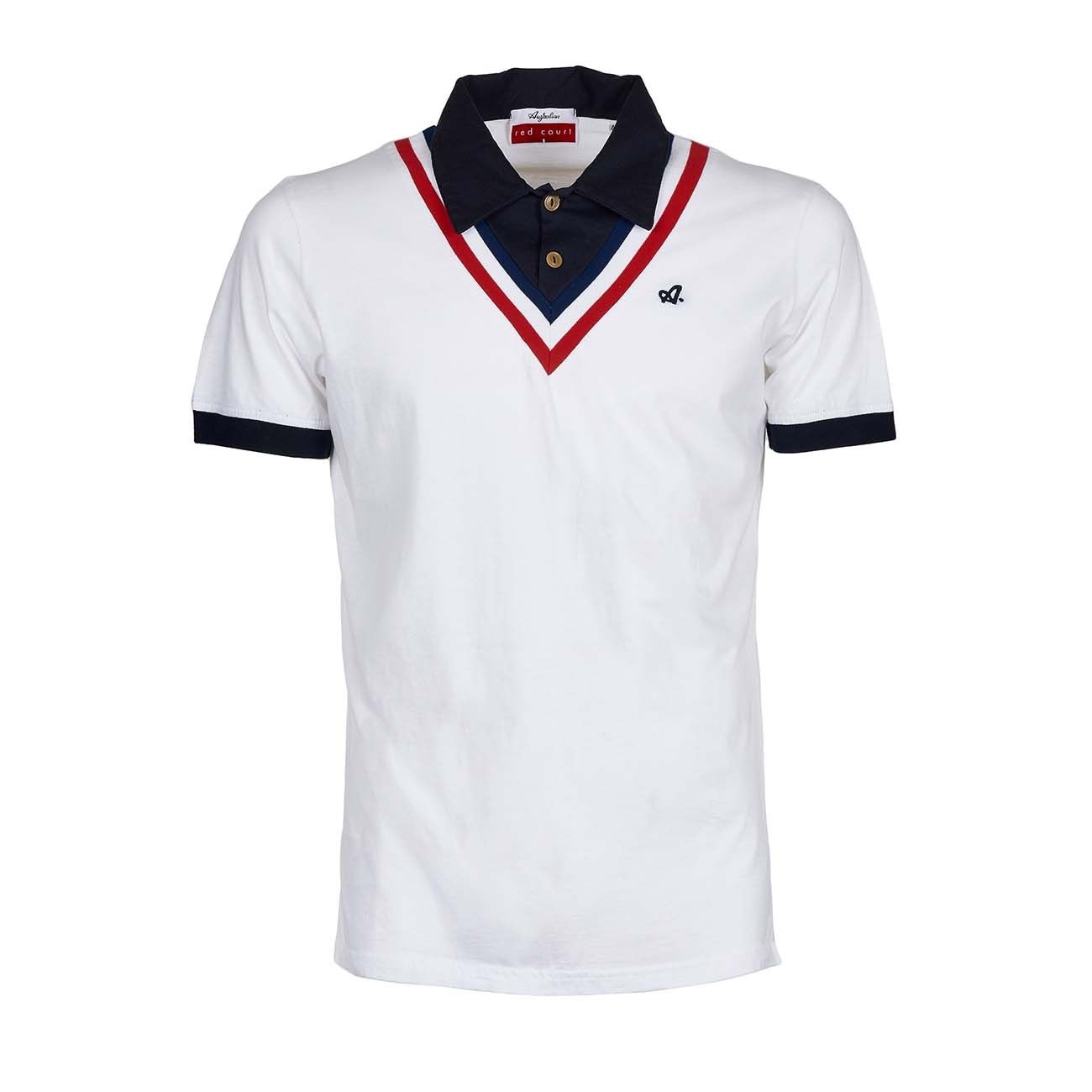 AUSTRALIAN JERSEY POLO SHIRT Man White navy red | Mascheroni Sportswear