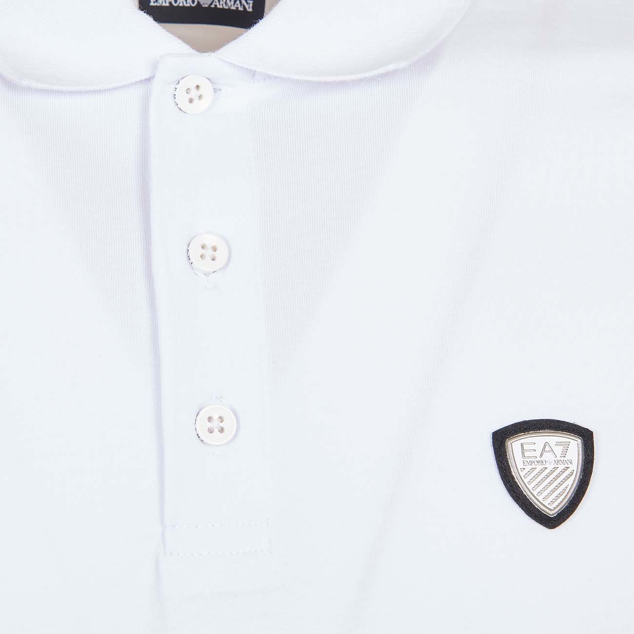 EA7 JERSEY STRETCH POLO SHIRT WITH CREST Man White | Mascheroni Store