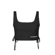 JERSEY TOP WITH RUFFLES AND PRINT Woman Black JERSEY TOP WITH RUFFLES AND PRINT Woman Black