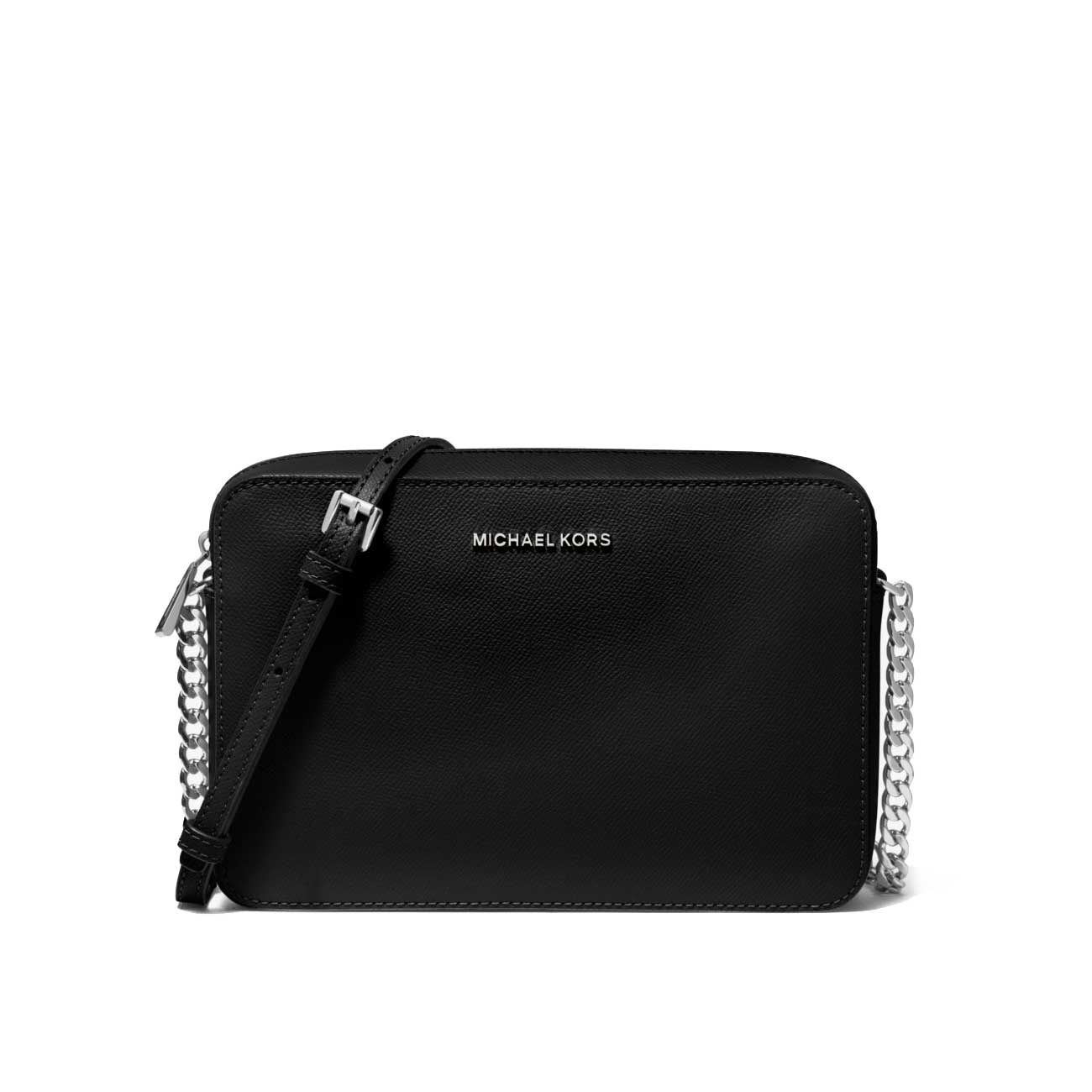 EUC Michael Kors Black Jet Set Large Saffiano Leather Crossbody Bag Retails  $168