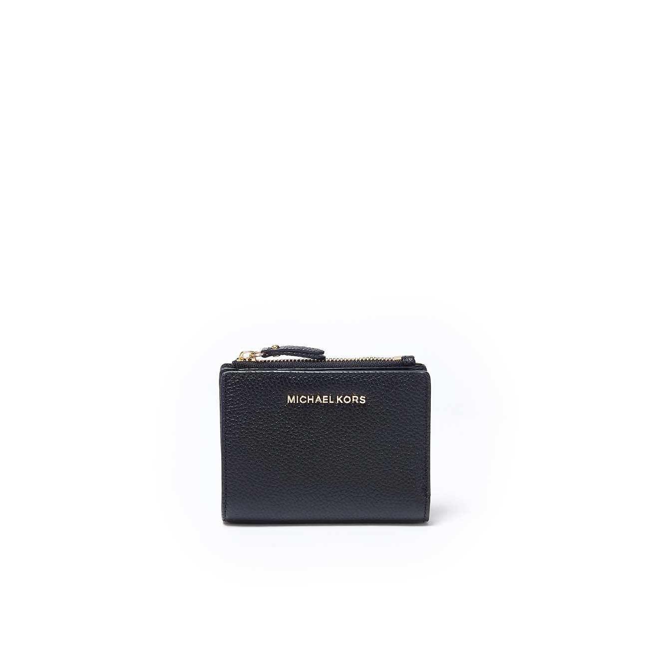MICHAEL KORS SMALL JET SET CARD CASE IN PEBBLED LEATHER Woman Black