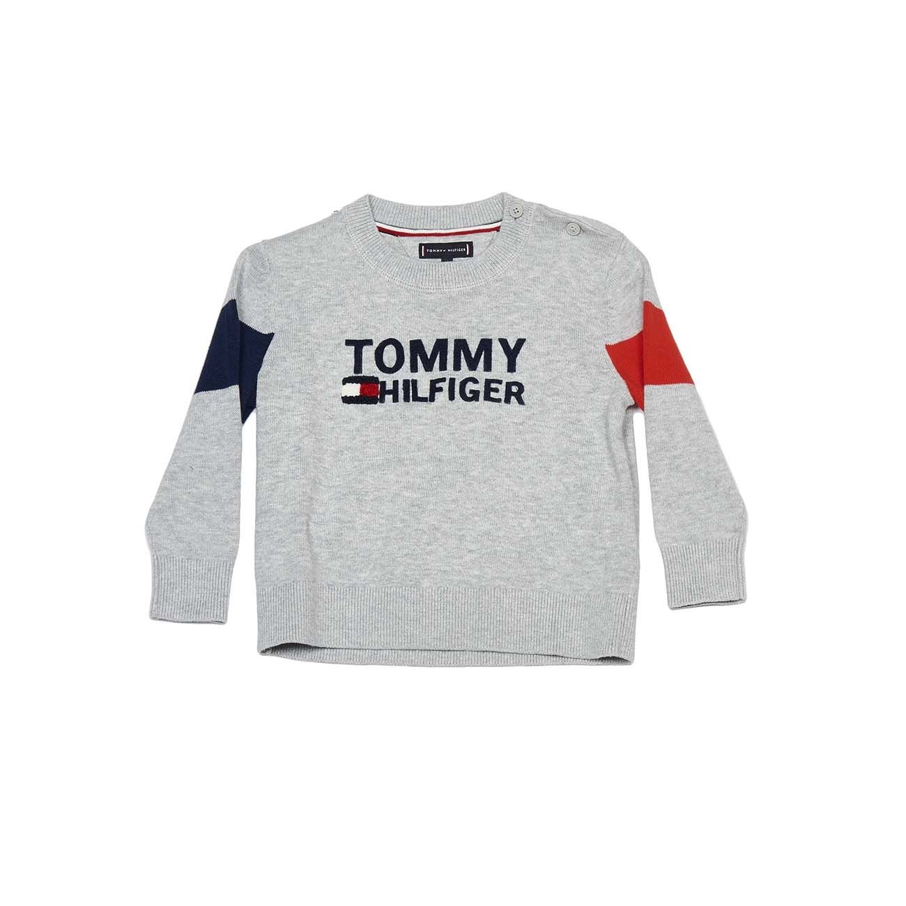 tommy hilfiger blue red and white jumper