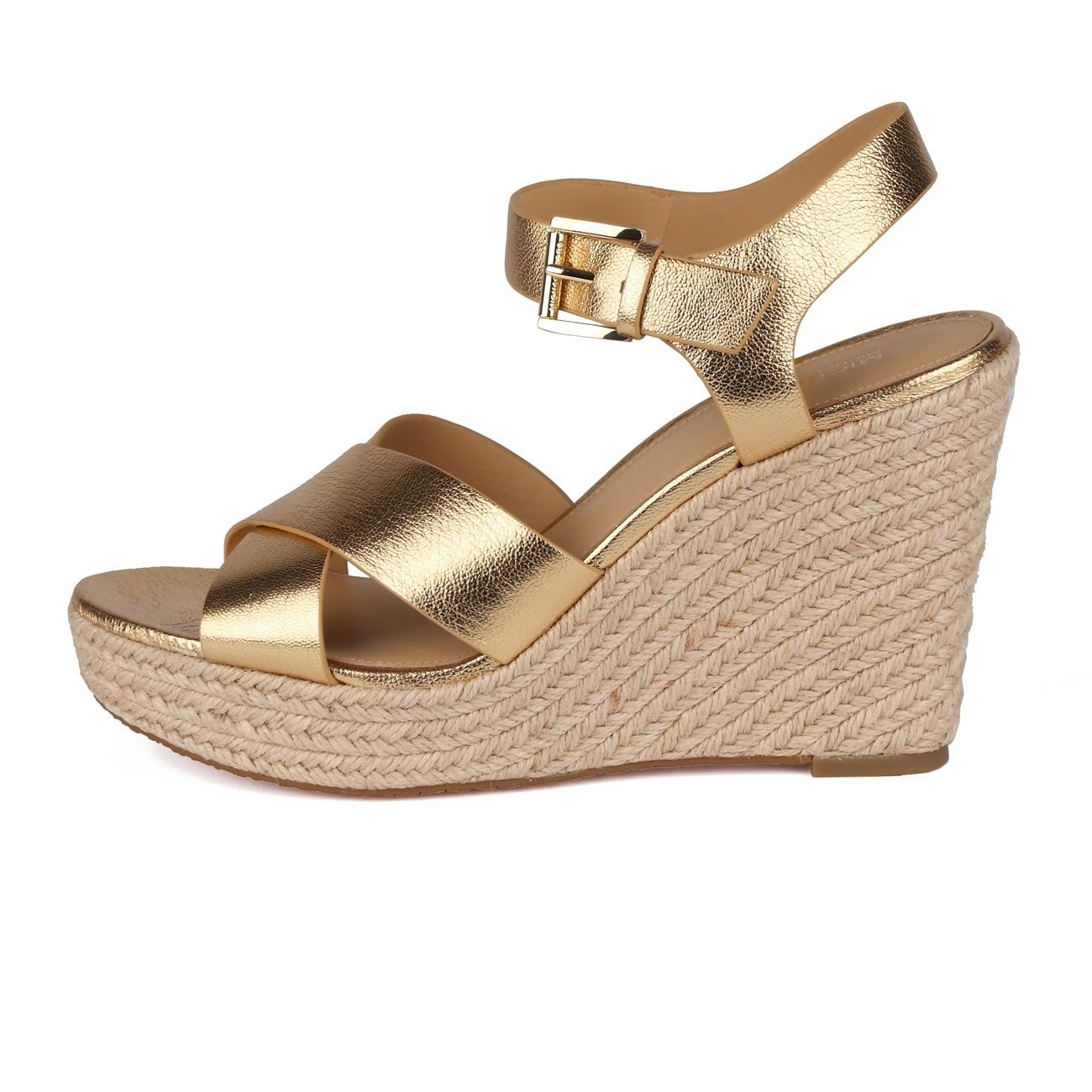gold wedge sandals thread up