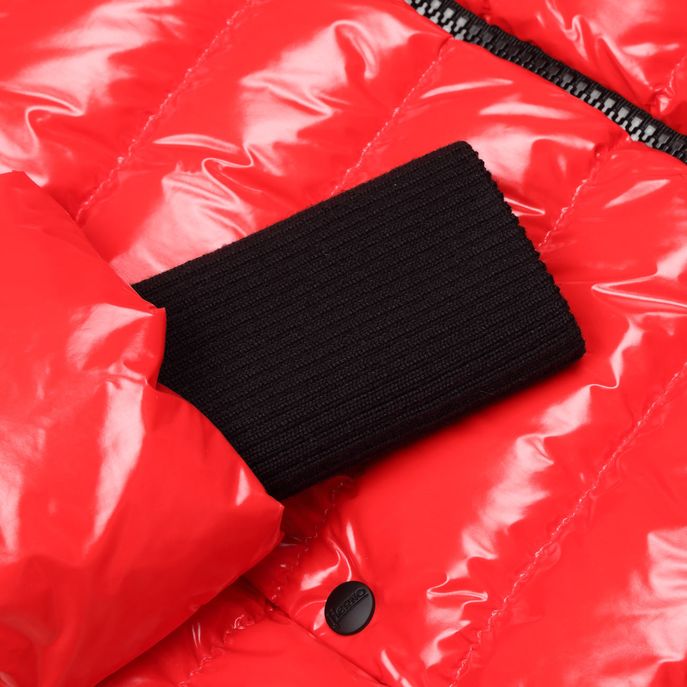 KIDS LAQUE' JAKET WITH DETACHABLE HOOD AND WOOL CUFFS Kid Red Black