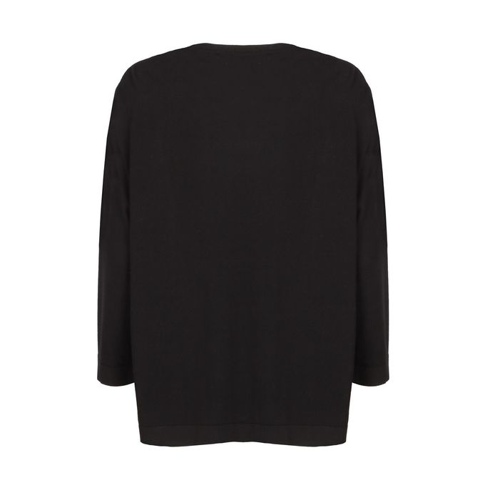 KNIT T-SHIRT CLOWN WITH PRINTED INSERT IN SILK Woman Black Beige