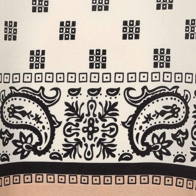 KNIT T-SHIRT CLOWN WITH PRINTED INSERT IN SILK Woman Black Beige