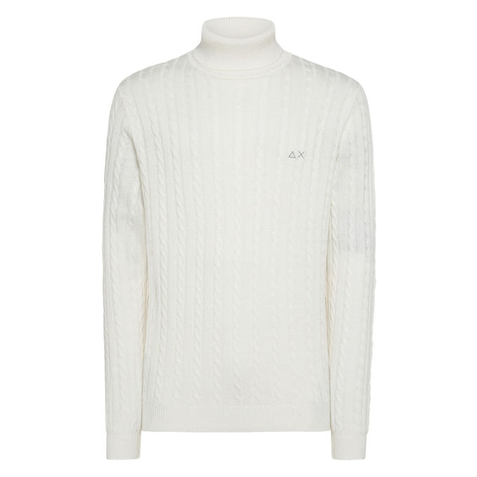 KNIT TURLE CABLE MISTO Man White
