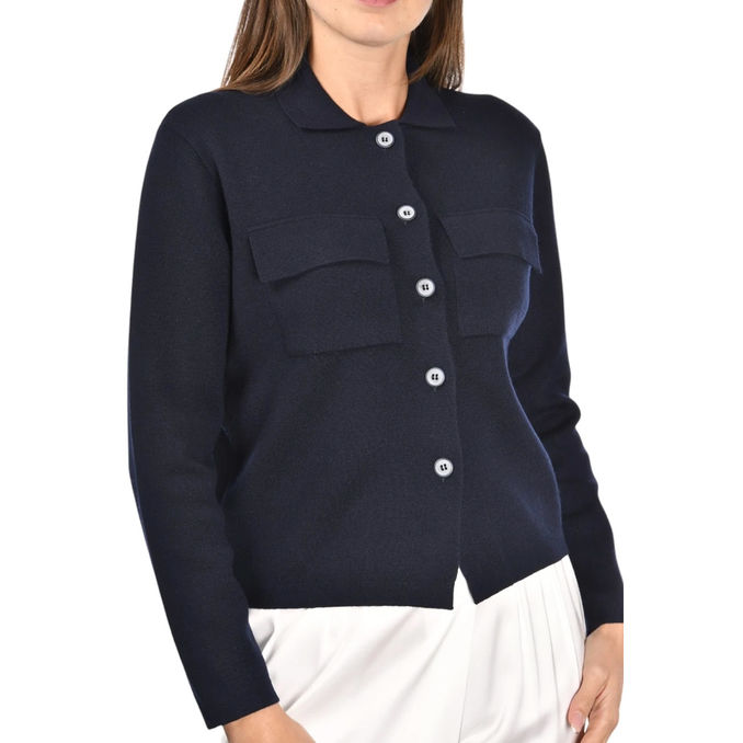 KNITTED JACKET Women Navy Blue