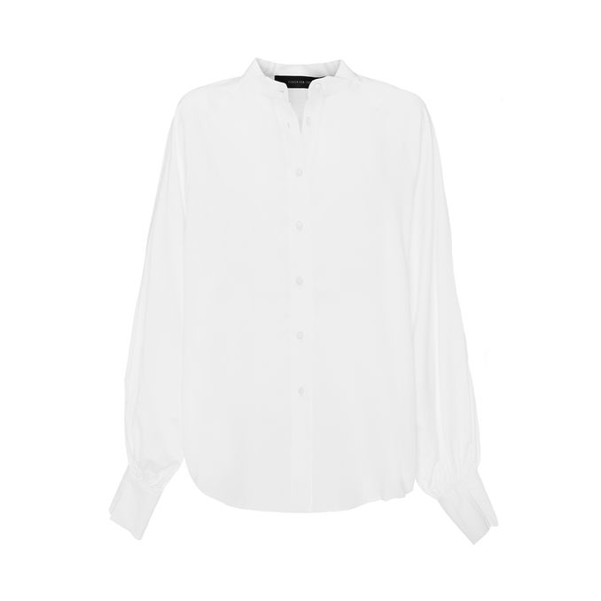 KOREAN NECK SHIRT IN POPLIN Woman White