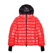 LAQUE' JAKET WITH DETACHABLE HOOD AND WOOL CUFFS Kid Red Black LAQUE' JAKET WITH DETACHABLE HOOD AND WOOL CUFFS Kid Red Black