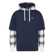 LAYER CHECK SWEATSHIRT WITH HOOD Man Twilight Navy LAYER CHECK SWEATSHIRT WITH HOOD Man Twilight Navy