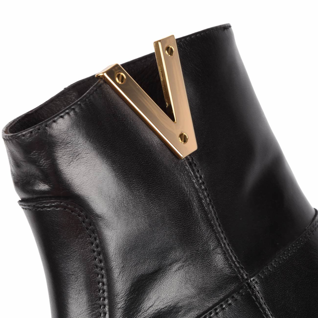 VIA ROMA 15 LEATHER ANKLE BOOTS WITH GOLDEN INITIAL Woman Black