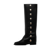 LEATHER BOOTS WITH GOLD BUCKLES Woman Black LEATHER BOOTS WITH GOLD BUCKLES Woman Black