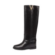 LEATHER BOOTS WITH GOLDEN INITIAL Woman Black LEATHER BOOTS WITH GOLDEN INITIAL Woman Black