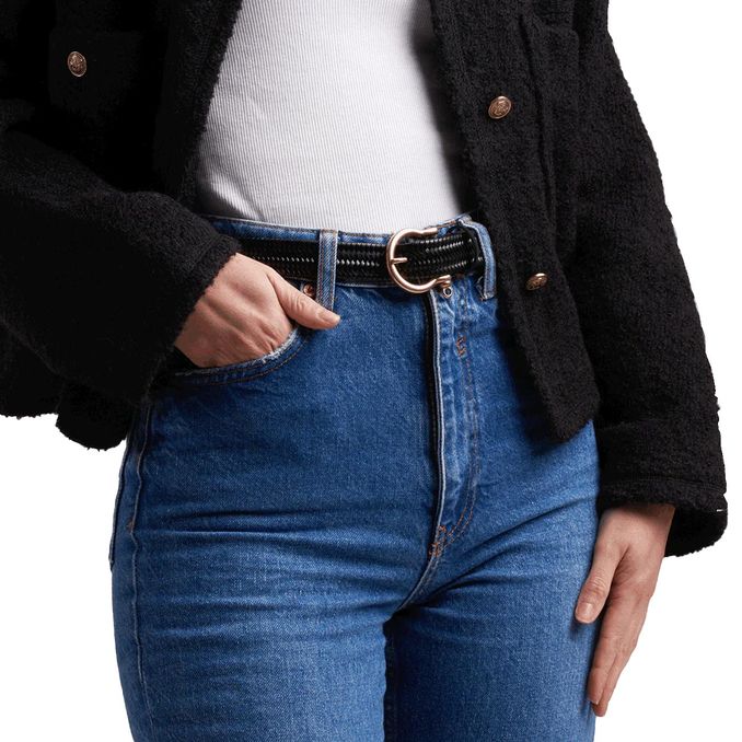 LEATHER ELASTIC BELT Woman Black