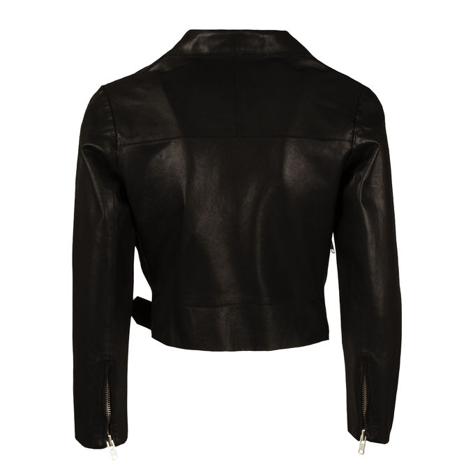 LEATHER  JACKET WITH  BELT Woman Black