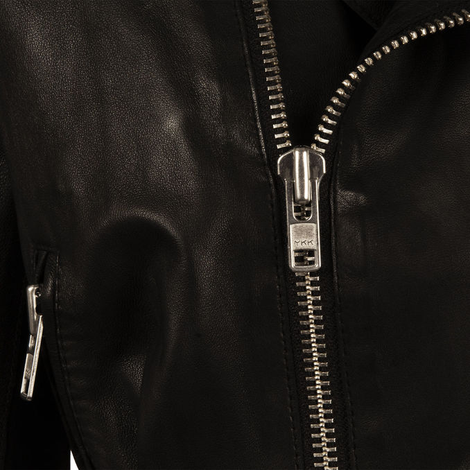 LEATHER  JACKET WITH  BELT Woman Black