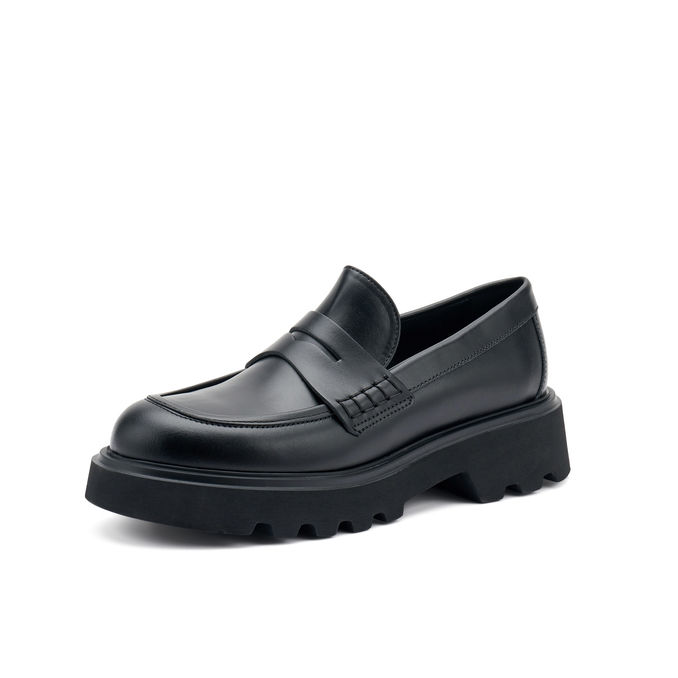 LEATHER LOAFERS Women Black