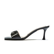 LEATHER MULES WITH LOGO Woman Black LEATHER MULES WITH LOGO Woman Black
