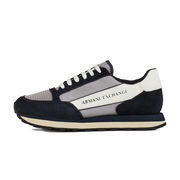 LEATHER SNEAKER WITH CONTRASTING INSERTS Man Navy Grey White LEATHER SNEAKER WITH CONTRASTING INSERTS Man Navy Grey White