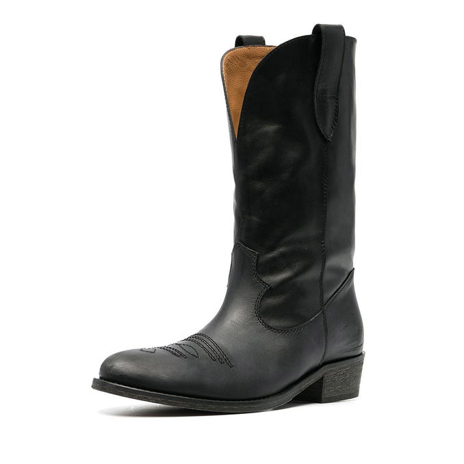 LEATHER TEXAN BOOTS MID-LENGHT Woman Black