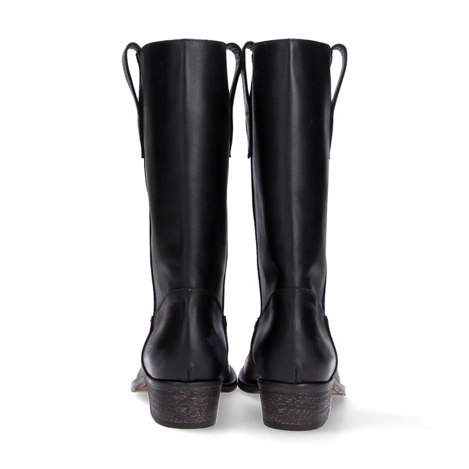 LEATHER TEXAN BOOTS MID-LENGHT Woman Black