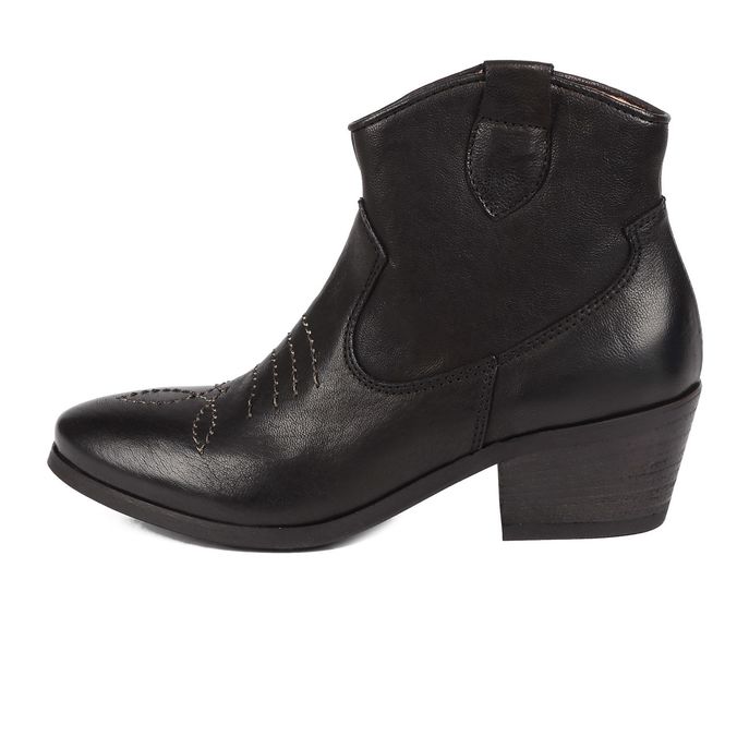 JE T'AIME LEATHER TEXAN BOOTS WITH ZIPPER Woman Black | Mascheroni Moda