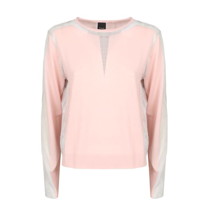 PINKO LIGHT-WEIGHT JUMPER IN WOOL WITH SEE-THROUGH DETAILS Woman Pink ...
