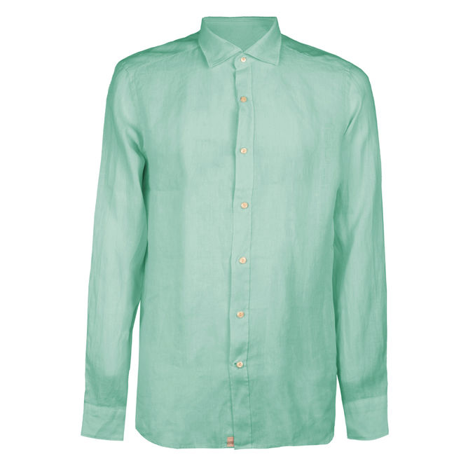 LINEN SHIRT FRENCH NECK Man Aqua