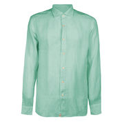 LINEN SHIRT FRENCH NECK Man Aqua LINEN SHIRT FRENCH NECK Man Aqua