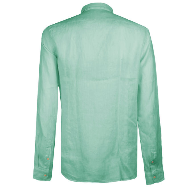 LINEN SHIRT FRENCH NECK Man Aqua